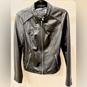 GUESS Women's Sleek Black Leather Jacket